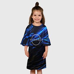 Платье клеш для девочки Starfield logo blue background, цвет: 3D-принт — фото 2