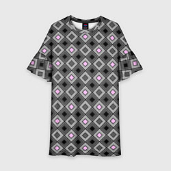 Детское платье Серо - розовый геометрический узор