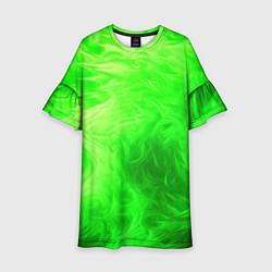 Платье клеш для девочки Яркий зеленый фон, цвет: 3D-принт