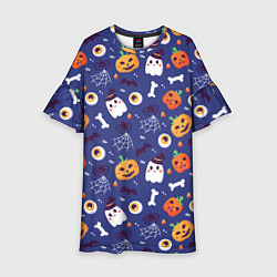 Платье клеш для девочки Хэллоуин - узор, цвет: 3D-принт