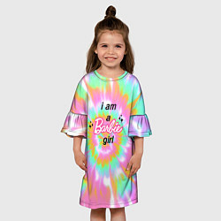 Платье клеш для девочки I am a Barbie girl - кислотный тай-дай, цвет: 3D-принт — фото 2