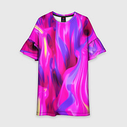 Платье клеш для девочки Pink blue texture, цвет: 3D-принт