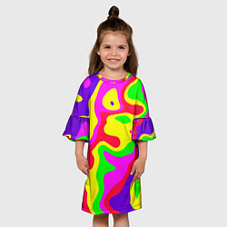 Платье клеш для девочки Абстракция пять цветов, цвет: 3D-принт — фото 2