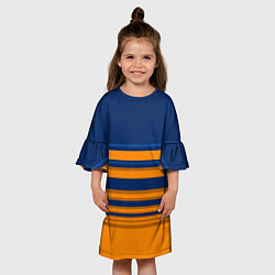 Платье клеш для девочки Желто-синий полосатый узор, цвет: 3D-принт — фото 2