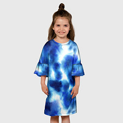 Платье клеш для девочки Акварельные абстрактные пятна напоминающие космос, цвет: 3D-принт — фото 2