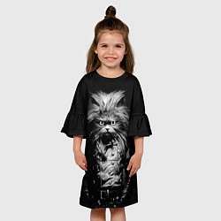 Платье клеш для девочки Кот черный хипстер, цвет: 3D-принт — фото 2