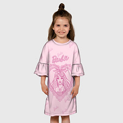 Платье клеш для девочки Ретро барби в рамке в форма сердца, цвет: 3D-принт — фото 2