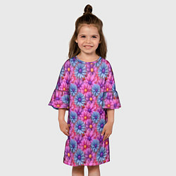 Платье клеш для девочки Цветочный паттерн из гербер, цвет: 3D-принт — фото 2