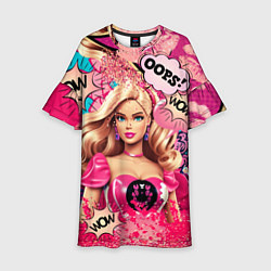 Платье клеш для девочки Барби в стиле поп арт, цвет: 3D-принт