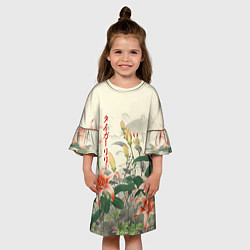 Платье клеш для девочки Тигровые лилии - японский стиль, цвет: 3D-принт — фото 2