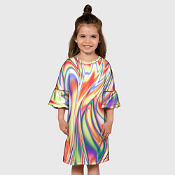 Платье клеш для девочки Размытые краски абстракция, цвет: 3D-принт — фото 2
