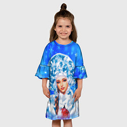 Платье клеш для девочки Красивая русская снегурочка, цвет: 3D-принт — фото 2