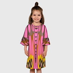 Платье клеш для девочки Розовый бабочкин мотив, цвет: 3D-принт — фото 2