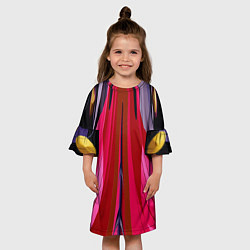 Платье клеш для девочки Сине-малиновый узор, цвет: 3D-принт — фото 2