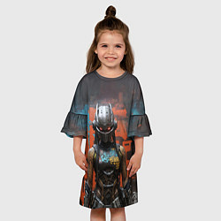 Платье клеш для девочки Девушка в маске хищника, цвет: 3D-принт — фото 2