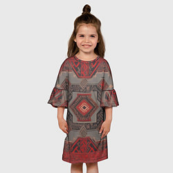 Платье клеш для девочки Ковер в красных тонах, цвет: 3D-принт — фото 2