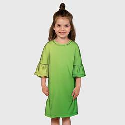 Платье клеш для девочки Градиент - зеленый лайм, цвет: 3D-принт — фото 2