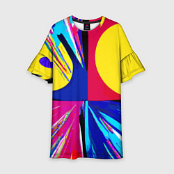 Платье клеш для девочки Pop art composition - neural network, цвет: 3D-принт