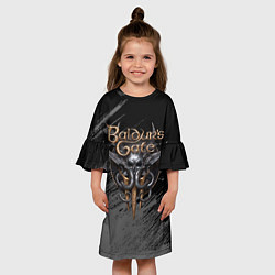 Платье клеш для девочки Балудрс гейт лого - черно-белый, цвет: 3D-принт — фото 2