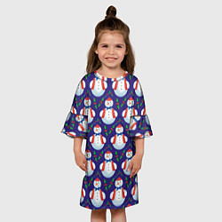 Платье клеш для девочки Милые снеговики - зимний узор, цвет: 3D-принт — фото 2