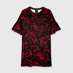 Платье клеш для девочки Красно-чёрная пятнистая текстура, цвет: 3D-принт