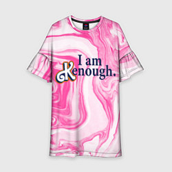 Платье клеш для девочки I am kenough - розовые разводы краски, цвет: 3D-принт