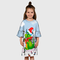 Платье клеш для девочки Новогодний дракон, цвет: 3D-принт — фото 2