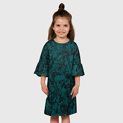 Платье клеш для девочки Текстура каменная тёмно-зелёный, цвет: 3D-принт — фото 2