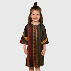 Платье клеш для девочки Этнический узор в вертикальную полоску, цвет: 3D-принт — фото 2