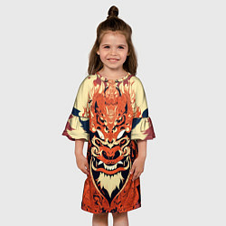 Платье клеш для девочки Баронг индонезийские узоры, цвет: 3D-принт — фото 2