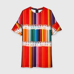 Платье клеш для девочки Заточенные цветные карандаши, цвет: 3D-принт