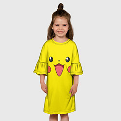 Платье клеш для девочки Пикачу - весёлый покемон, цвет: 3D-принт — фото 2