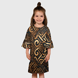 Платье клеш для девочки Асимметричный узор в викингском стиле, цвет: 3D-принт — фото 2