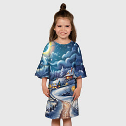 Платье клеш для девочки Новогоднее настроение, цвет: 3D-принт — фото 2