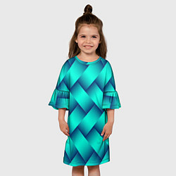 Платье клеш для девочки Бирюзовое переплетение, цвет: 3D-принт — фото 2