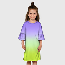 Платье клеш для девочки Фиолетовый мятный и желто-зеленый градиент, цвет: 3D-принт — фото 2