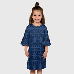 Платье клеш для девочки Зимние узоры в скандинавском стиле, цвет: 3D-принт — фото 2
