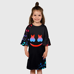 Платье клеш для девочки Маршмеллоу неон, цвет: 3D-принт — фото 2