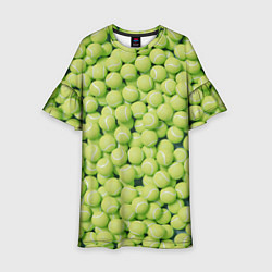 Платье клеш для девочки Много теннисных мячей, цвет: 3D-принт