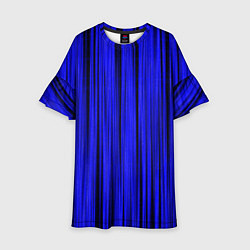 Платье клеш для девочки Абстрактные полосы ультрамарин, цвет: 3D-принт