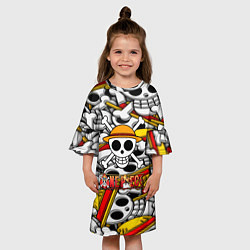 Платье клеш для девочки One Piece logo pattern pirat, цвет: 3D-принт — фото 2
