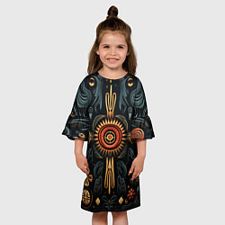 Платье клеш для девочки Паттерн в славянской стилистике, цвет: 3D-принт — фото 2