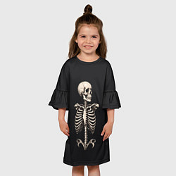 Платье клеш для девочки Скелет улыбается, цвет: 3D-принт — фото 2