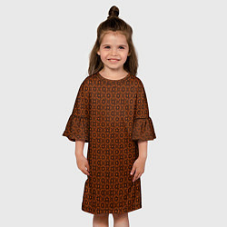 Платье клеш для девочки Цветочный узорчатый чёрно-оранжевый, цвет: 3D-принт — фото 2