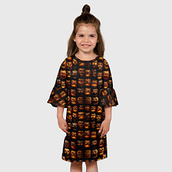 Платье клеш для девочки Тыквы страшные зубастые, цвет: 3D-принт — фото 2