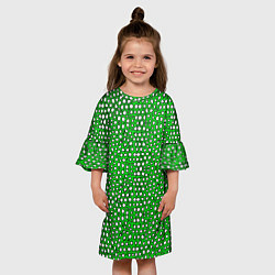 Платье клеш для девочки Белые пузырьки на зелёном фоне, цвет: 3D-принт — фото 2