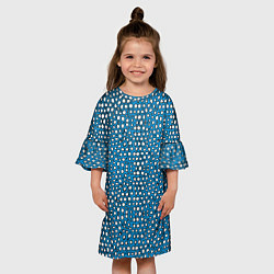 Платье клеш для девочки Белые пузырьки на синем фоне, цвет: 3D-принт — фото 2