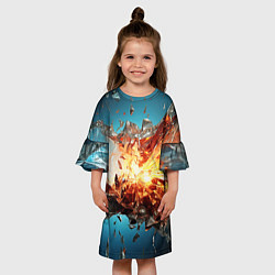 Платье клеш для девочки Взрыв плиты, цвет: 3D-принт — фото 2