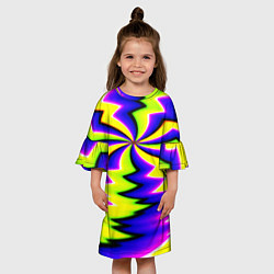 Платье клеш для девочки Неоновая фрактальная абстракция, цвет: 3D-принт — фото 2