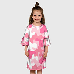 Платье клеш для девочки Камуфляж розовый, цвет: 3D-принт — фото 2
